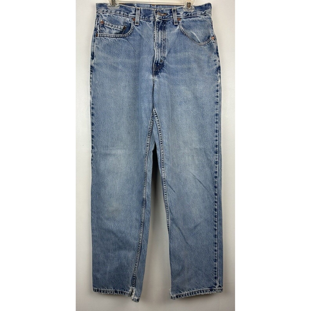 Levis 550 Jeans Mens Actual 30 x 30.5 Vtg Blue 2001 Distressed Cut Hems READ